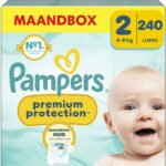 Pampers Premium Protection - Maat 2 (4kg-8kg) - 240 Luiers - Maandbox
