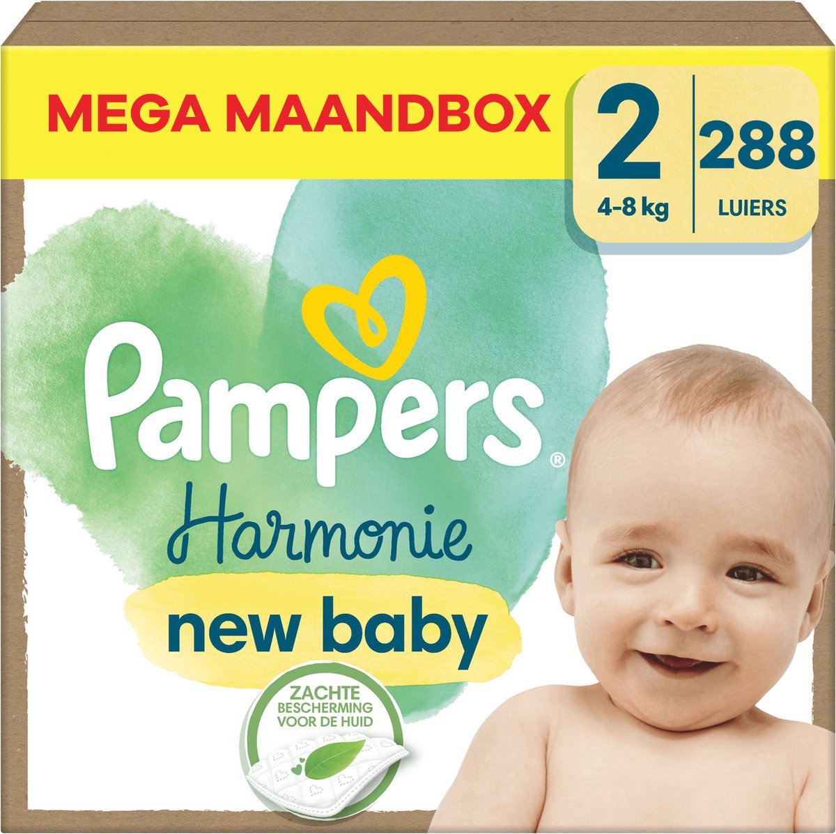 68ae3f776ed22508c6493df153d3aa327d4fb231c4d05c43249c2.jpg Pampers - Harmonie - Maat 2 - Mega Maandbox - 288 stuks - 4/8 KG - Afbeelding 1