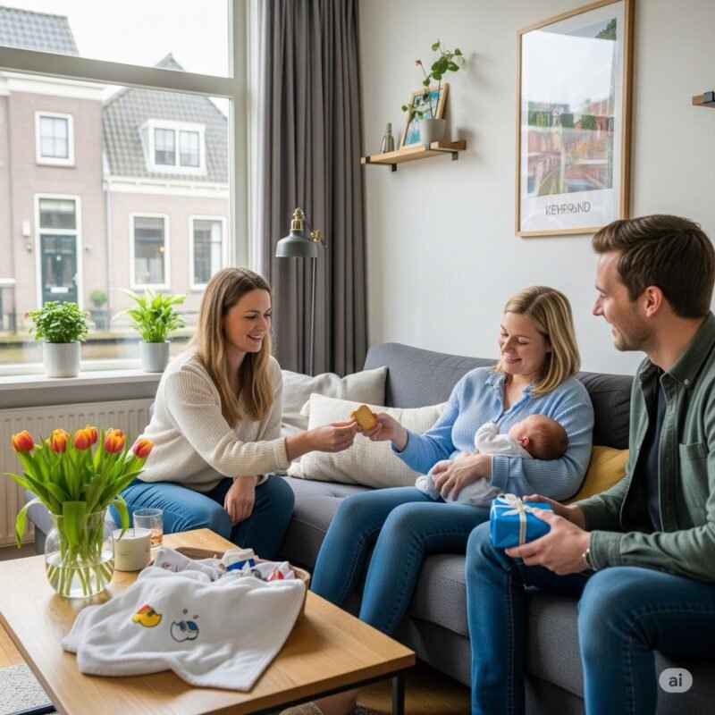 Kraambezoek in Nederland: familie en vrienden die een pasgeboren baby bezoeken volgens de etiquette