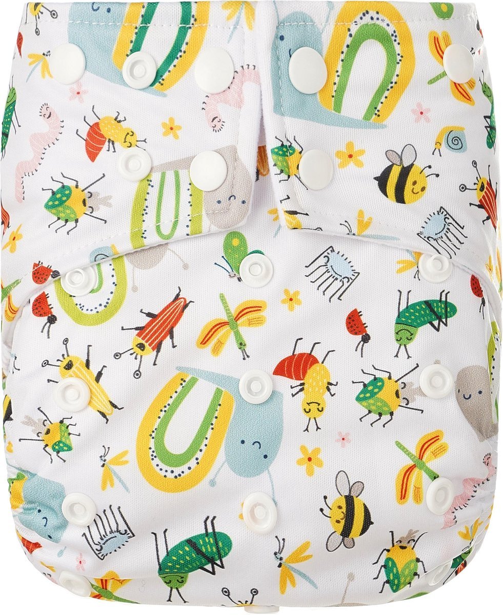 68dc03944ae5ebe10249048a93e482f2ce0765aeae8a9b9c51124.jpg HappyBear - Pocketluier Insecten | 4-15kg - Onesize - Wasbare luiers - Herbruikbare luiers - Afbeelding 1