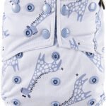 HappyBear | Pocketluier - Blue Giraffe | Wasbare luier | Onesize - 5kg t/m 17kg | Dubbele lekgoten - minder kans op doorlekken | Dubbele pocketopening | Inclusief bamboe booster & microvezel booster