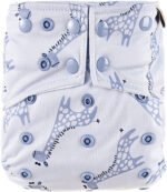 HappyBear | Pocketluier - Blue Giraffe | Wasbare luier | Onesize - 5kg t/m 17kg | Dubbele lekgoten - minder kans op doorlekken | Dubbele pocketopening | Inclusief bamboe booster & microvezel booster