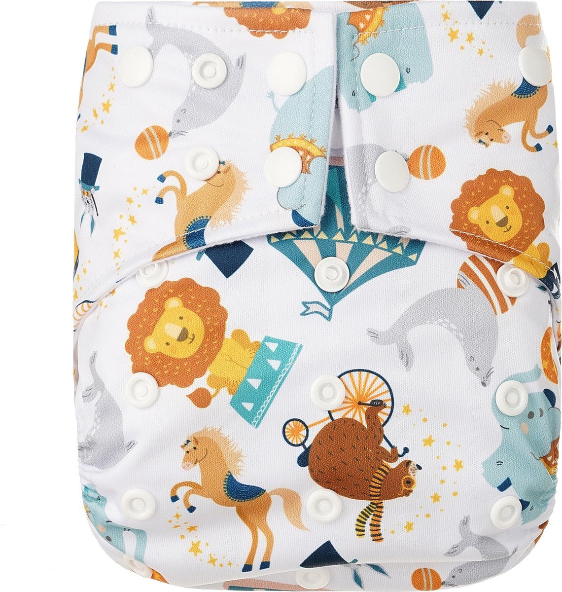 68dc0e1a1a840a11c45bd899fab25f9f45044b788be4b3850bb67.jpg HappyBear - Pocketluier Circus | 4-15kg - Onesize - Wasbare luiers - Herbruikbare luiers - Afbeelding 1